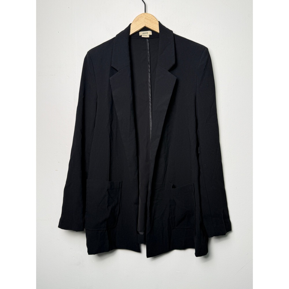 Jason Wu Womens Black Open Front Crepe Blazer Jacket Size Medium Notched Lapel
